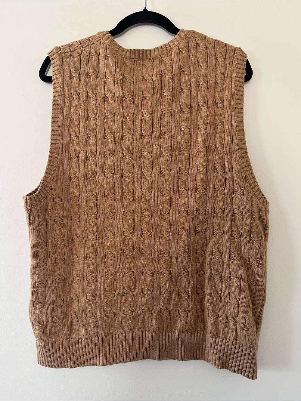 J Crew Mens XXL Brown Cable Knit Sweater Vest 100% Cotton Preppy Equestrian - Picture 5 of 6